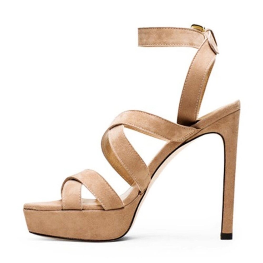 Stuart Weitzman The Soundtrack Sandal Heel Stiletto Size 7 Suede Tan Nude